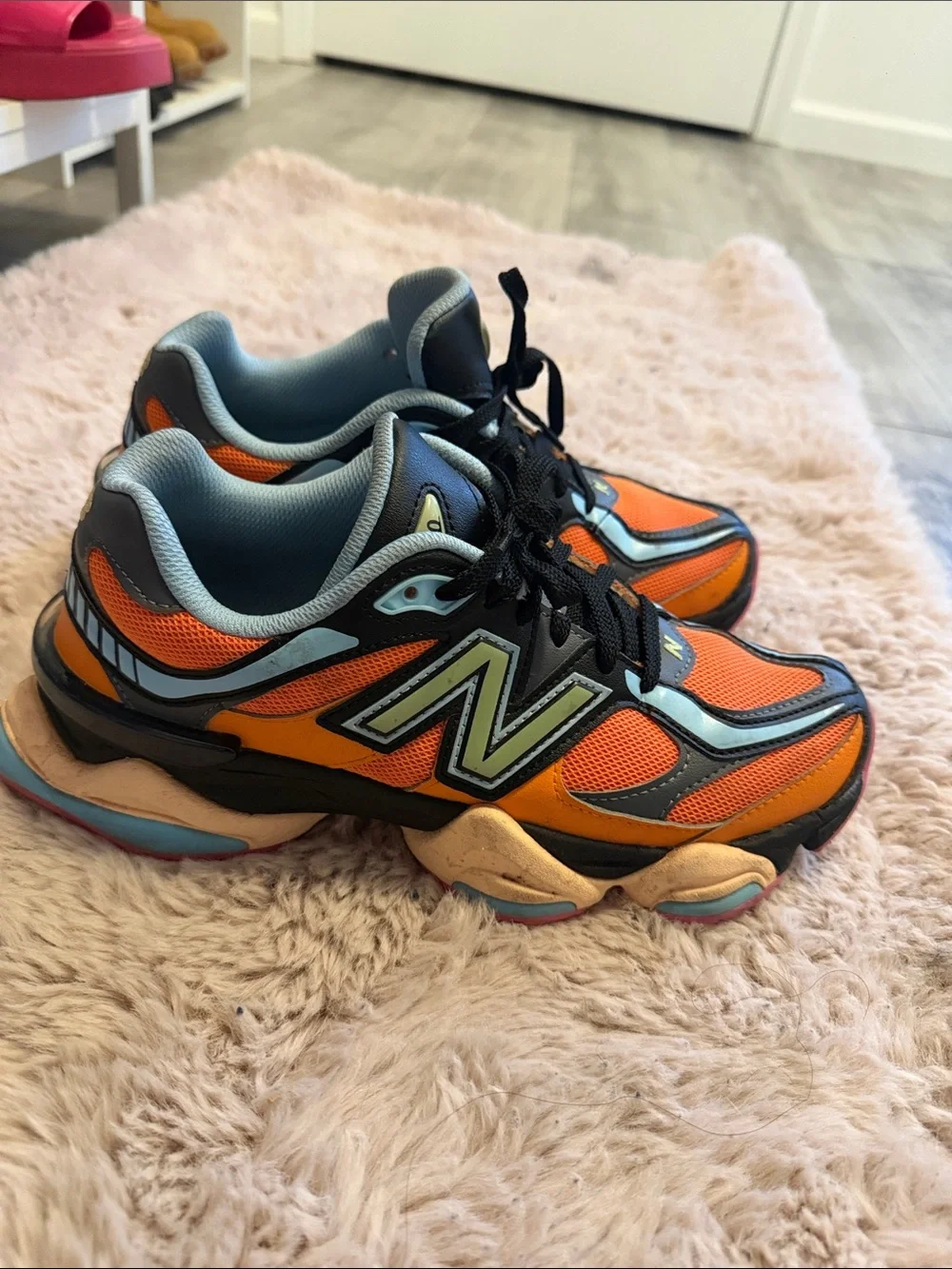 New Balance Men Orange, Blue and Gray Athletic Sneakers